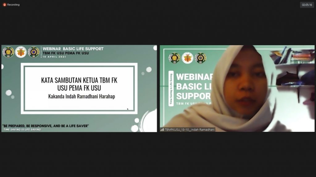 Kata sambutan Ketua TBM FK USU PEMA FK USU oleh Kakanda Indah Ramadhani Harahap